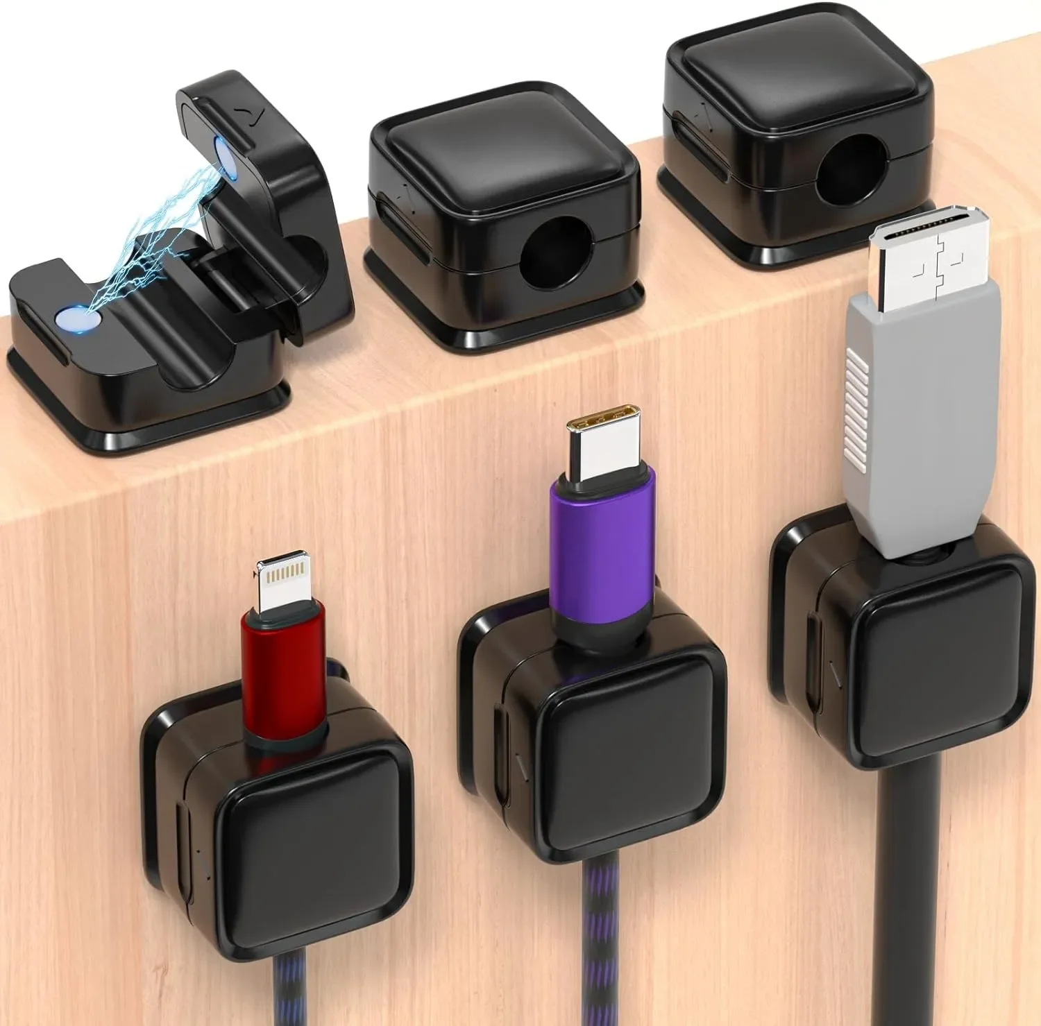 Desk Organizer - Mini-Kabelorganisator, magnetischer Kabelhalter, glatter, verstellbarer Kabelhalter,
