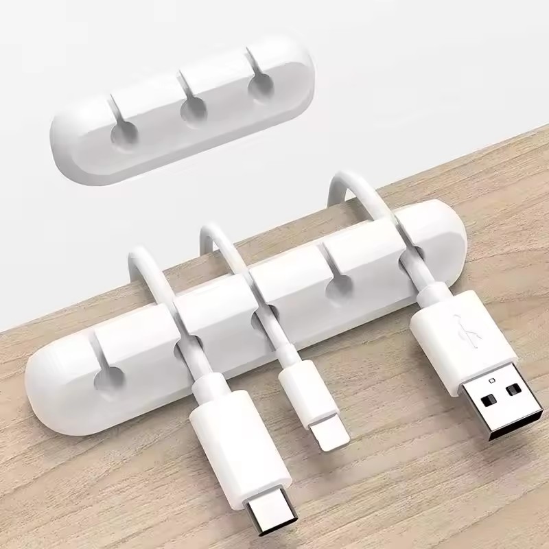 Desk Organizer - Silikon-USB-Kabelclip-Organizer, runde Kabelclips für Ladegeräte, Schreibtisch-Ordnungssystem,