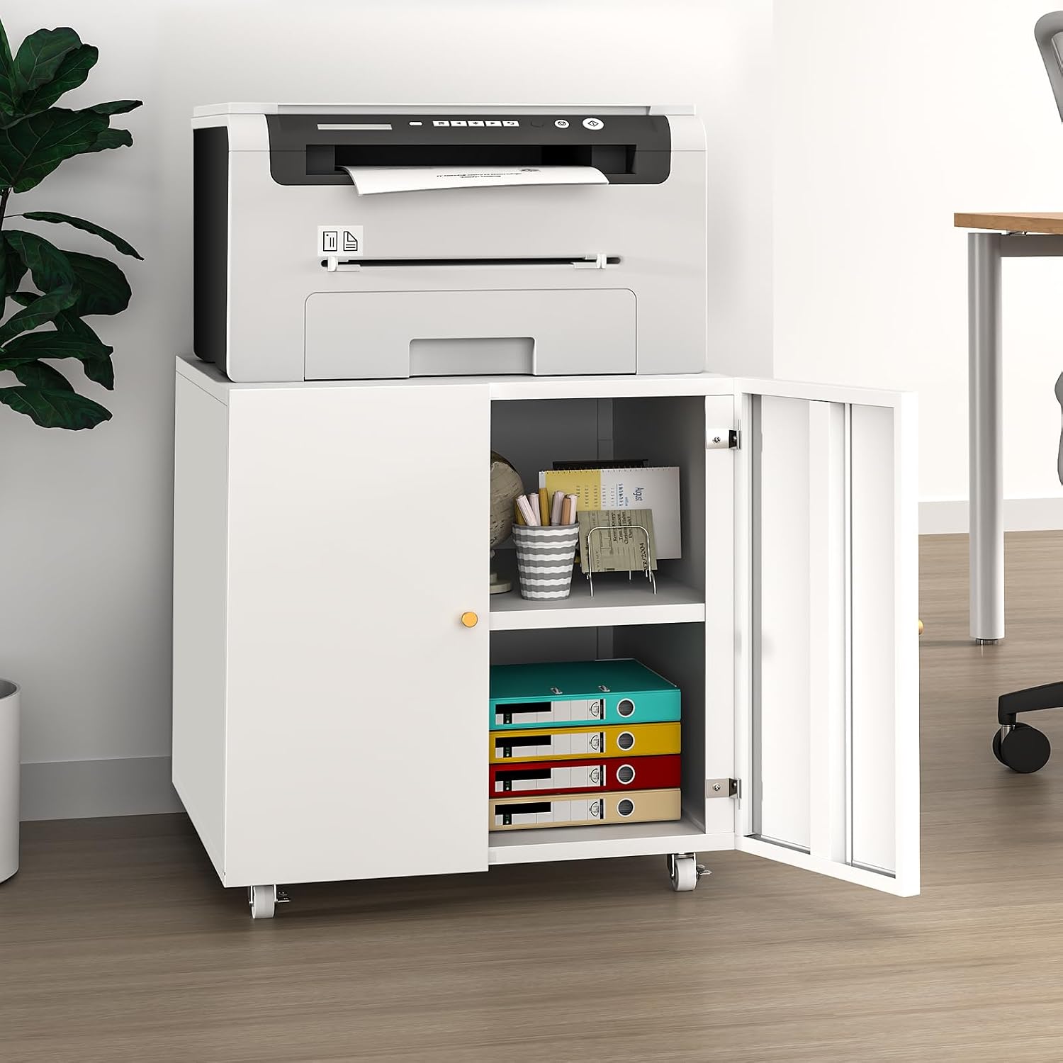 Printer Stand - Großer Rollender Druckerständer mit Stauraum, Druckertisch