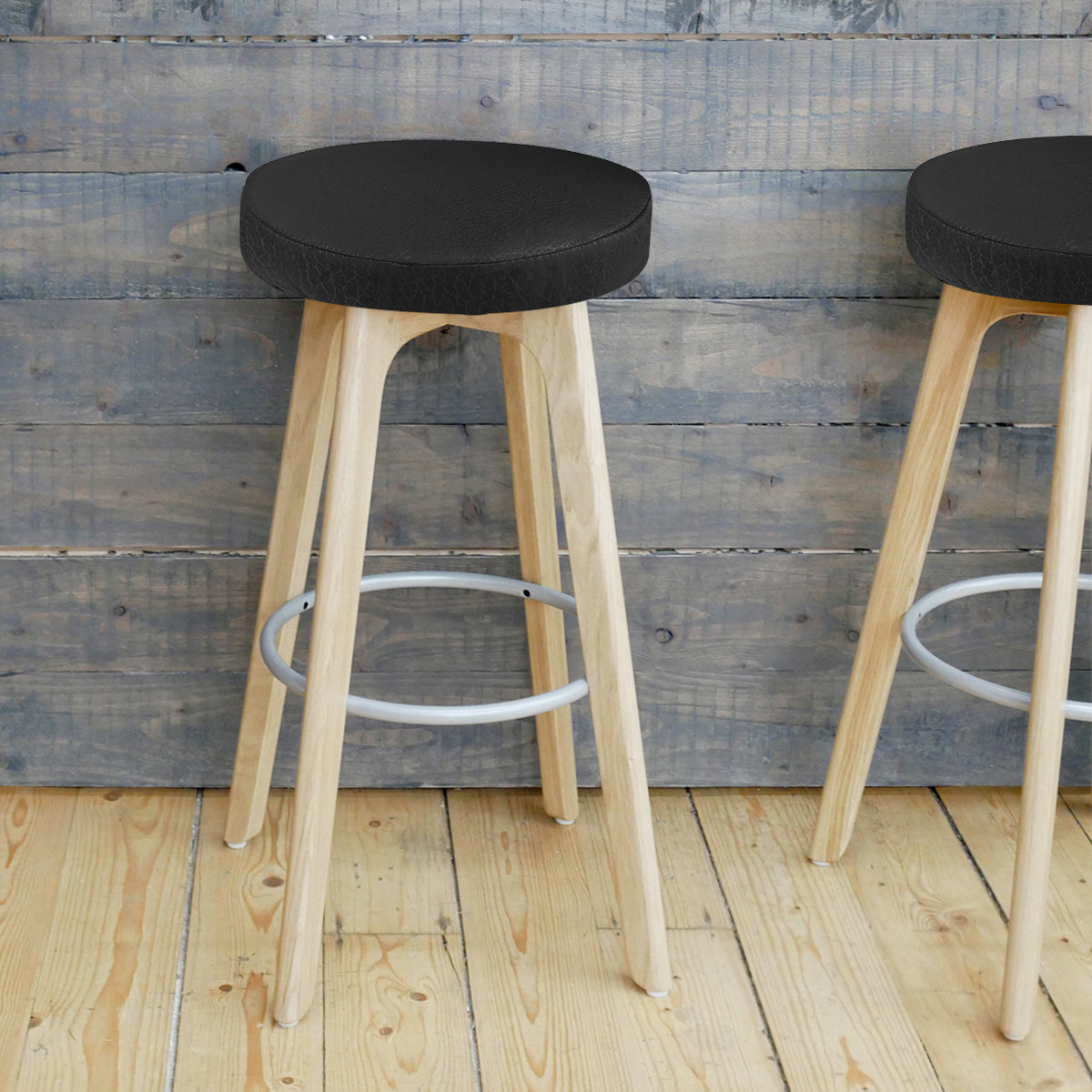 Office Stool - Schwarzer runder Hockerbezug, Durchmesser 30 cm,